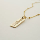 Moon Phase Mini Bar Necklace with Harlow Chain